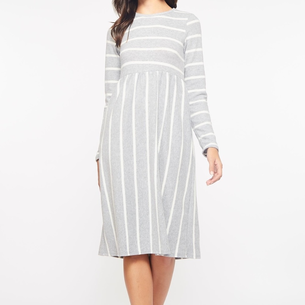 💕HOT PICK💕HEATHER GREY MIDI DRESS WITH POCKETS